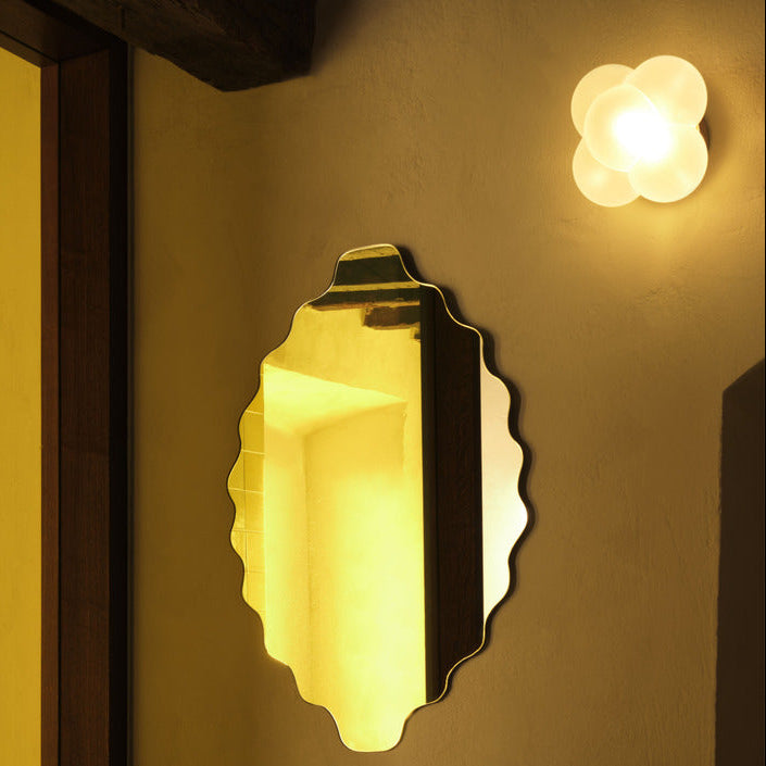 Applique Mimosa et miroir cédrat verre soufflé Margaux Keller salle de bain 