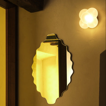 Applique Mimosa et miroir cédrat verre soufflé Margaux Keller salle de bain 